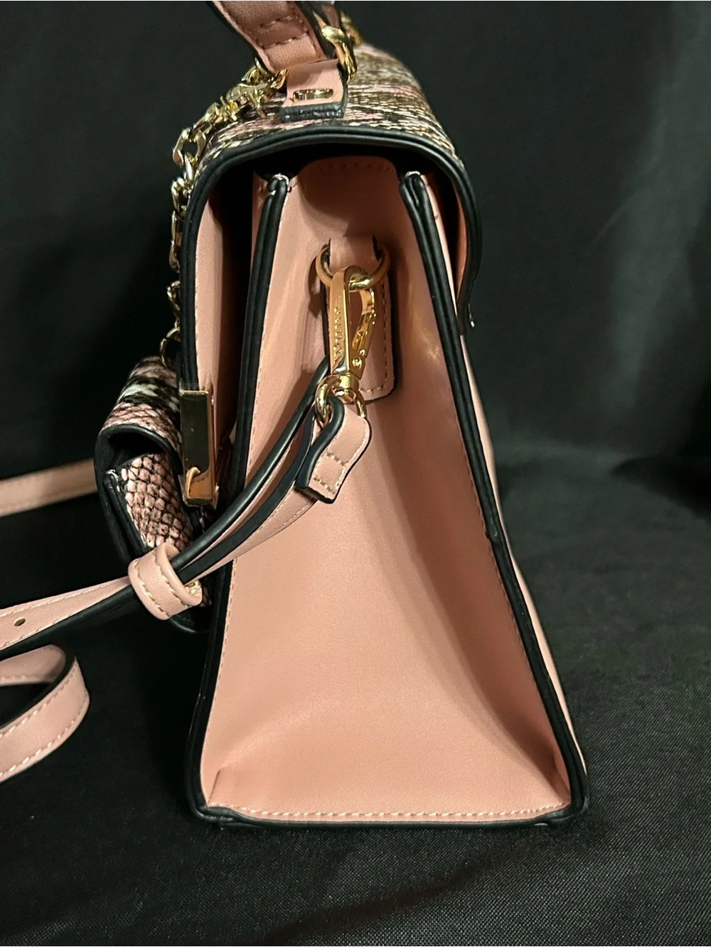 Dune London Pink Snake-Print Top Handle Crossbody Bag Sanitizer Holder NWOT